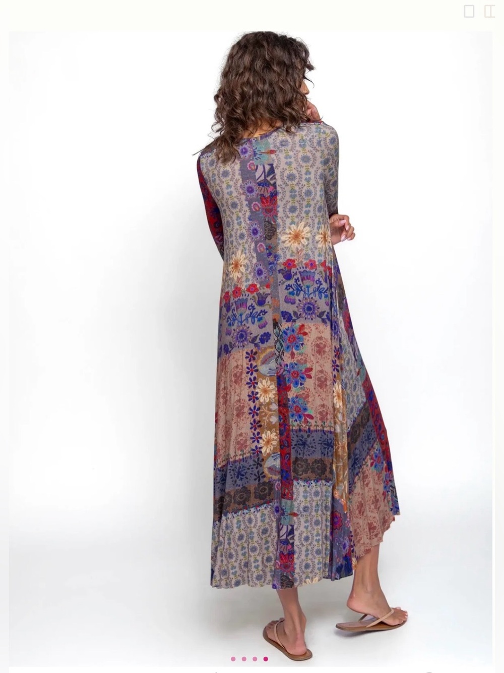 NATURAL LIFE Patchwork Floral Long Sleeve Maxi Dress - Purple, Blue, Brown 🍂 🆕 - Picture 8 of 15